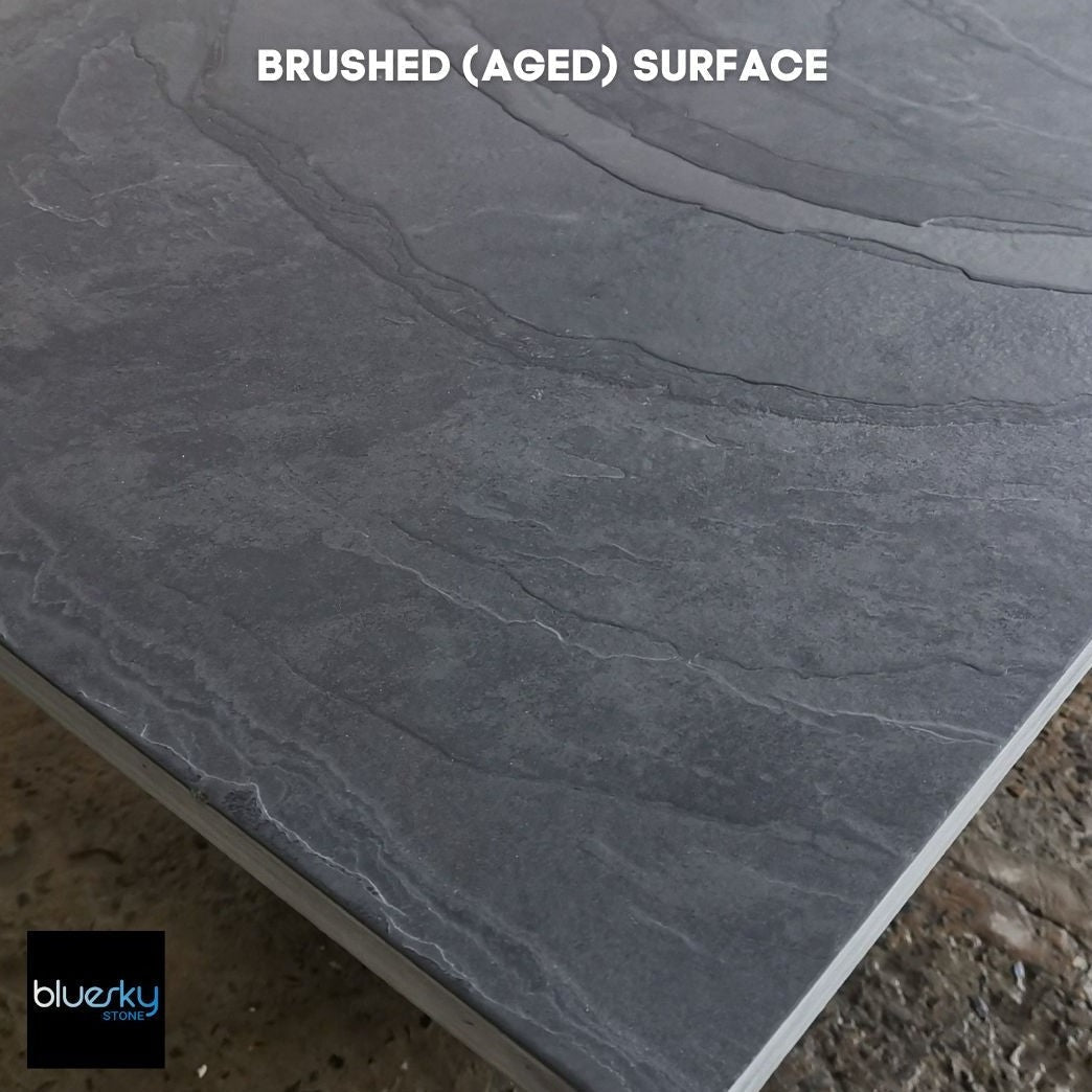 Black Slate BRUSHED Sample 100 x 100 x 20mm