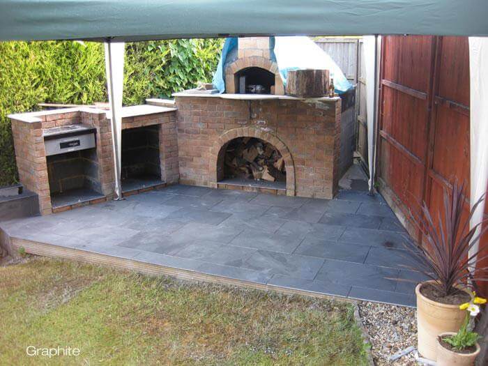 Black Slate Paving Tiles 600 x 400 BBQ Bluesky Stone