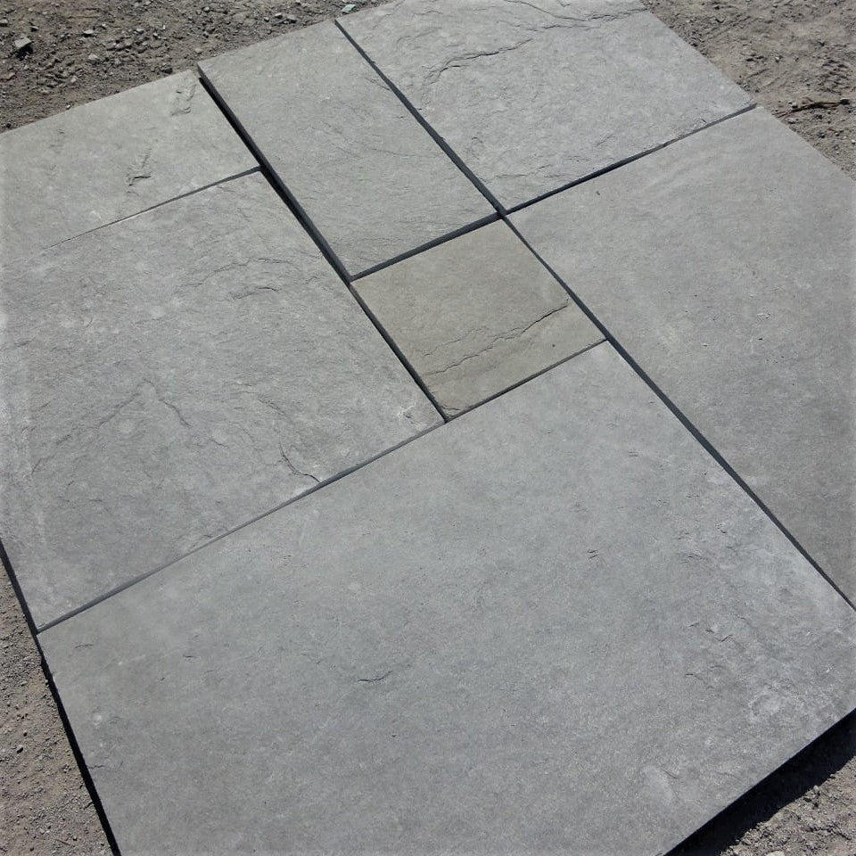 Dove Grey Paving - Factory Picture showing various sizes - Dry