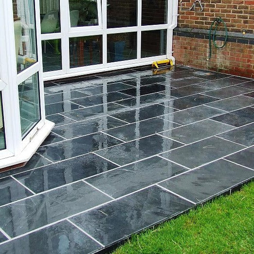 Black Slate Paving Tiles 800 x 400, customer project wet 