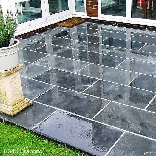 Black Slate Paving Tiles 800 x 400, customer project wet