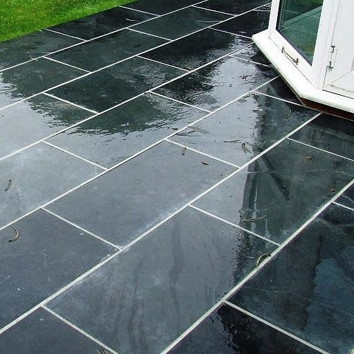 Black Slate Paving tiles 800 x 400 Bluesky Stone Customer Project 