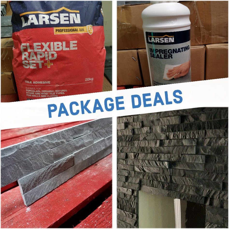 Stone Wall Cladding - Split Face Tiles | Black (Grey) | 360 X 100 | As Low As £26.74/m2