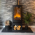 Black limestone hearth slab, 1200x380x20mm, featuring rustic hand-cut edges. Calibrated for standard installations with a natural riven surface (credit card test passed). Dispatched from Milton Keynes for UK delivery.