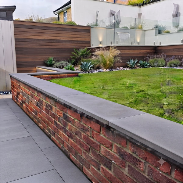 Dove Grey limestone coping slab, 800x250x20mm, precision sawn edges. Calibrated for standard installations with a natural riven surface (credit card test passed). Dispatched from Milton Keynes for UK delivery.