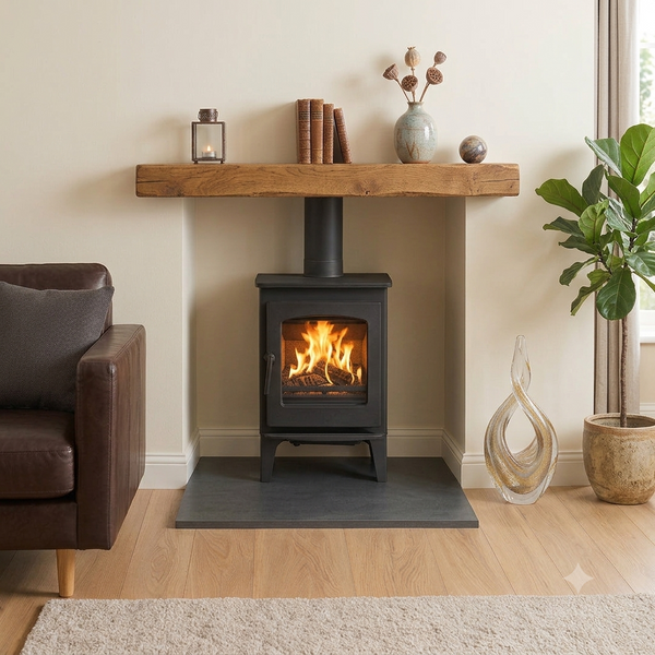 Brazilian black riven slate hearth, 1500x900x20mm, calibrated for standard installations. Natural riven surface passes the credit card levelness test with precision-sawn edges. Dispatched from Milton Keynes for UK delivery.