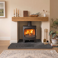 Premium Grade Brazilian black riven slate hearth, 1500x900x30mm, engineered for heavy stoves. Features premium fully dressed, honed, and chamfered edges. Dispatched from Milton Keynes for UK delivery.