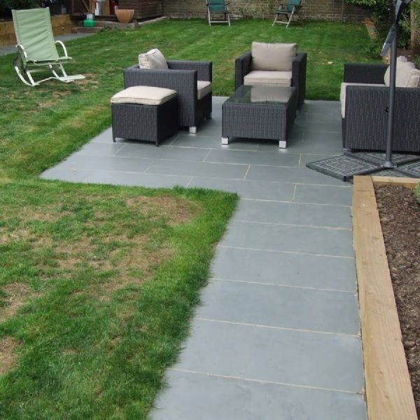 Grey Slate Paving tiles 800 x400 / Bluesky Stone / project Watford UK