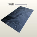 Sealed Brazilian black honed slate hearth showing deep charcoal black tones