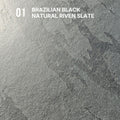 Brazilian Black Natural Riven Slate sample swatch, 100 x 100 x 20mm