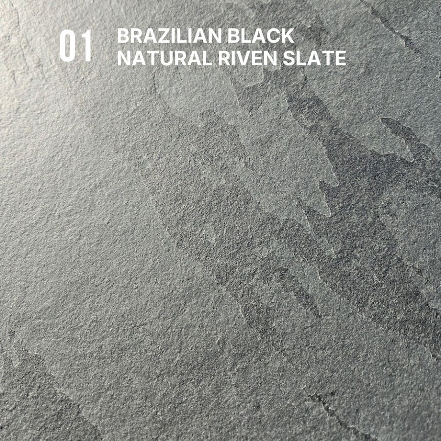 Brazilian Black Natural Riven Slate sample swatch, 100 x 100 x 20mm