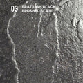 Brazilian Black Brushed Slate sample swatch, 100 x 100 x 20mm
