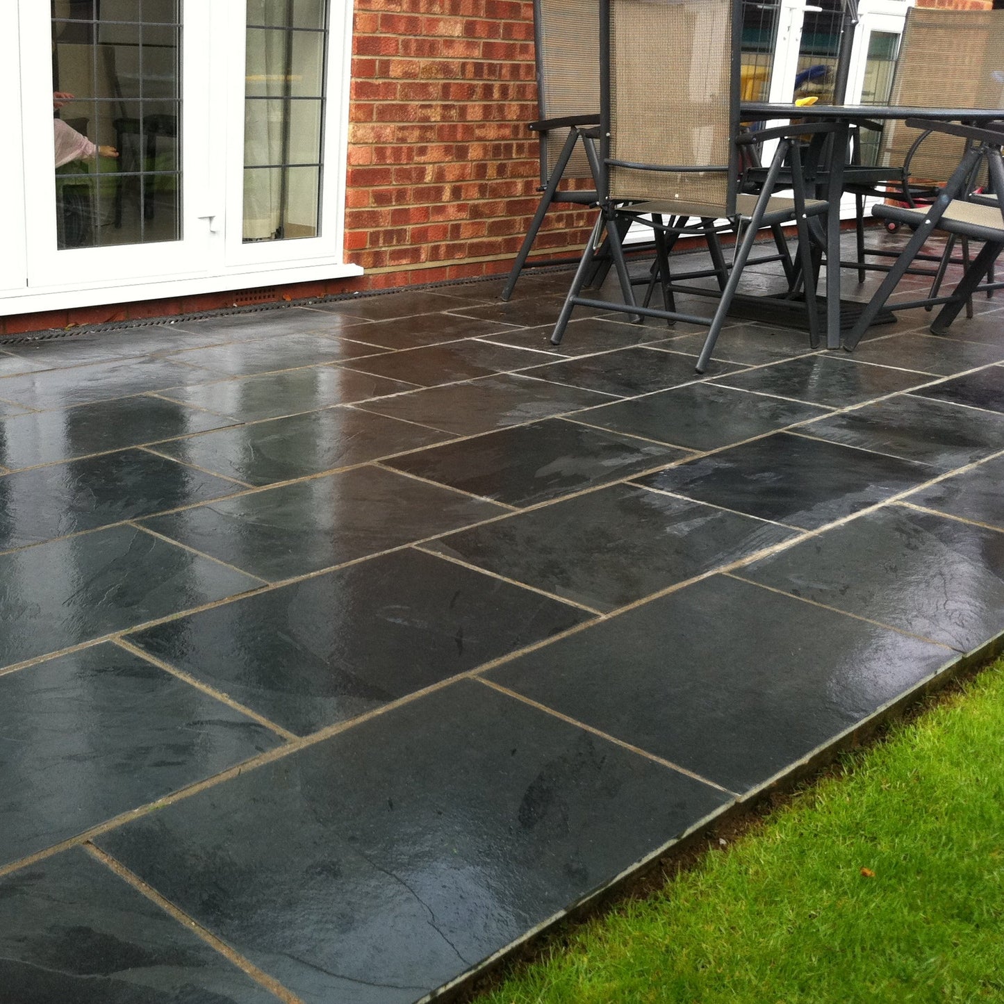 Black Slate Paving Tiles 600 x 400, customer project wet 