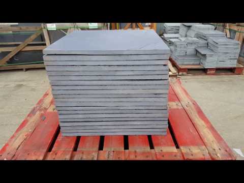 video showing black limestone 600x600 slabs on pallet 