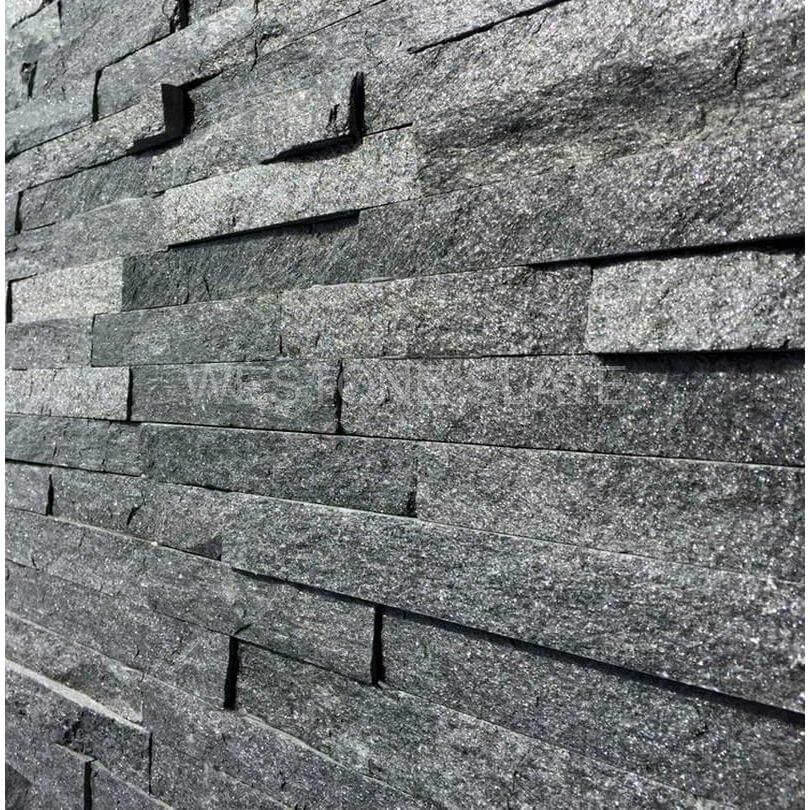 Split Face Tiles | Black Quartz Cladding | 360 x 100mm