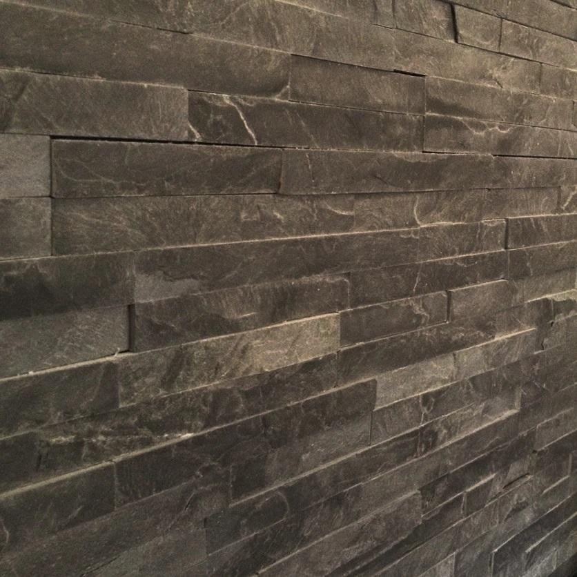 Stone Wall Cladding - Split Face Tiles | Black (Grey) | 360 X 100 | As Low As £26.74/m2